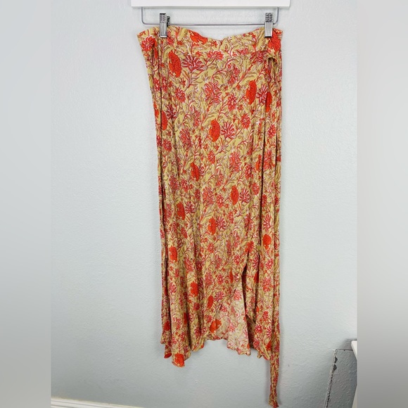 BEACHGOLD Orange Floral Beach Wrap Midi Skirt - Picture 2 of 9